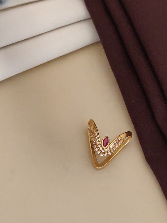 Gold Plated Ad Diamond Studed Fancy 2 Pcs Ring