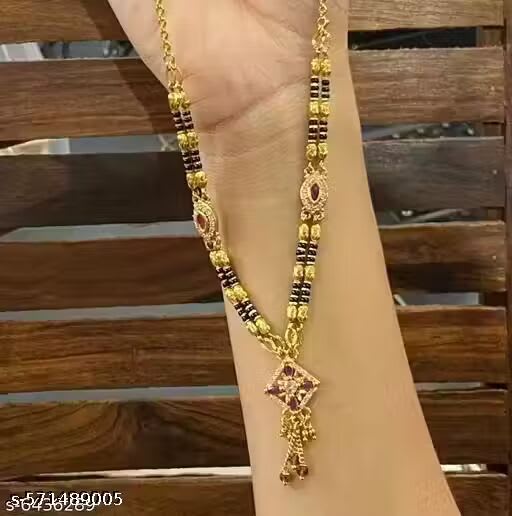 Designer High Gold Plated Ad Diamond Sqare Fancy Mangalsutra