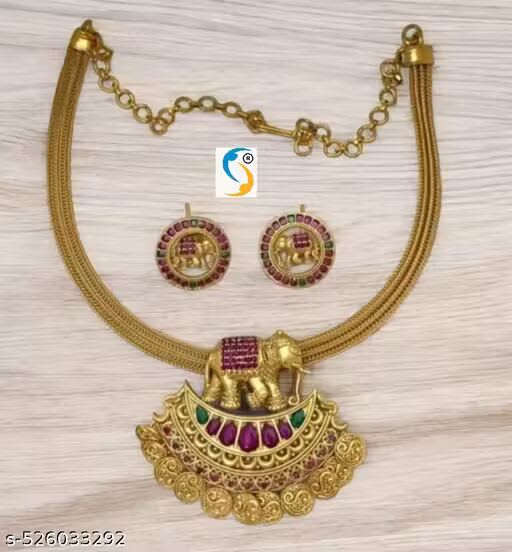 Micro Gold Plated Classic Designer Woman'S Necklace For Ethnic Wear Outfits