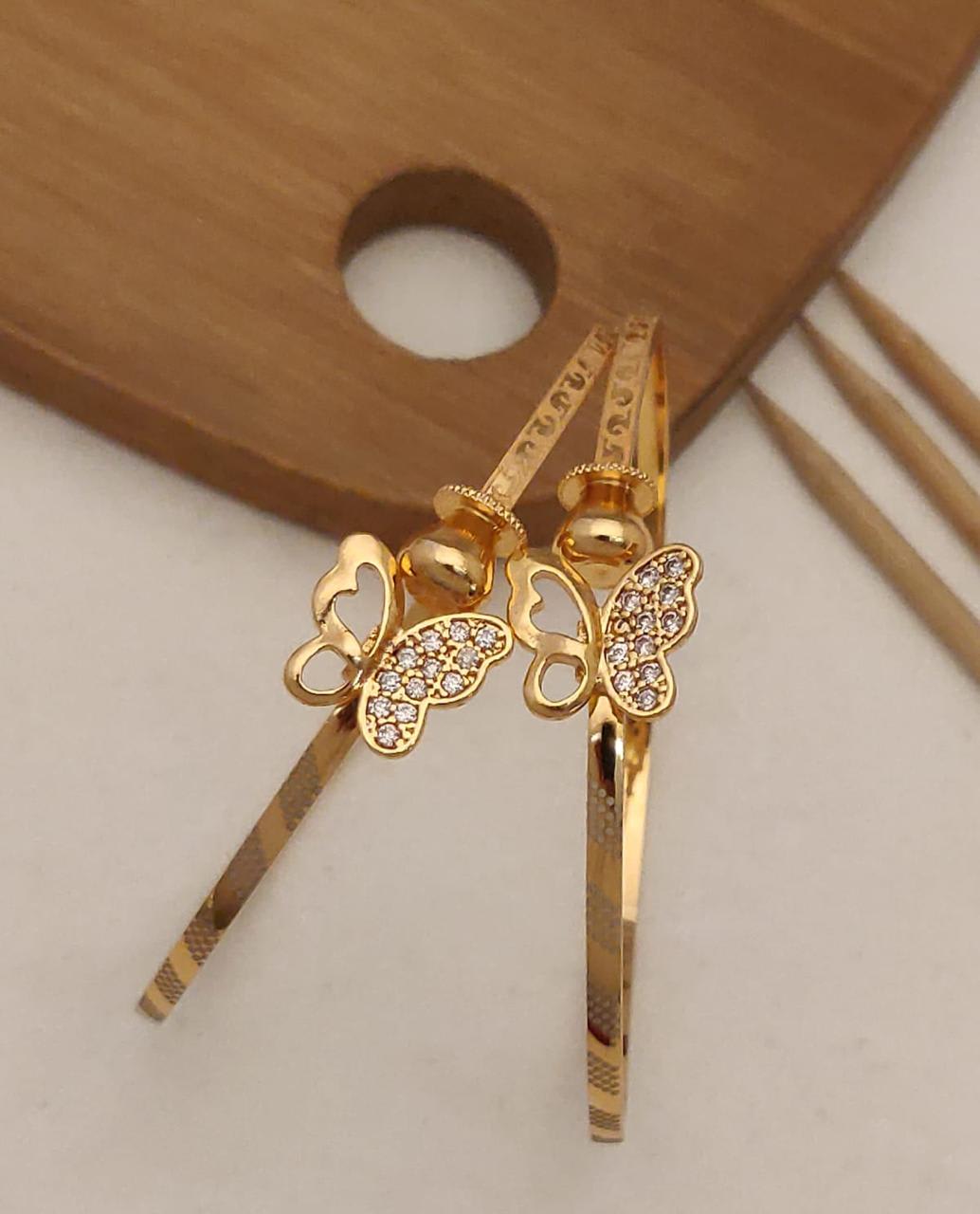 Designer high goldb plated ad diamond fancy butterfly adjustable kadli