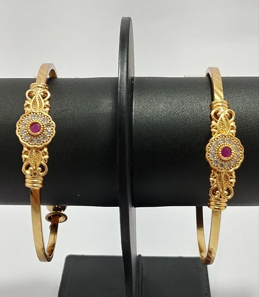 Gold & Pink Floral Design Daily Wear Adjustable Kadli