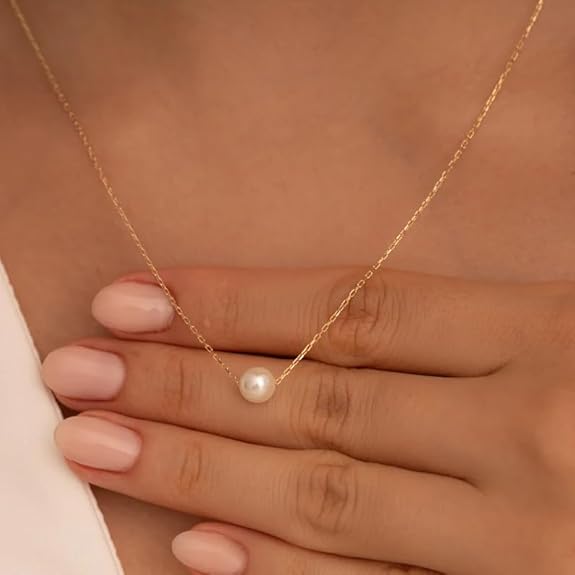 Gold Plated Fancy White Pearl Chain