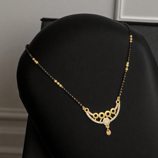 Micro Gold Plated Ad Diamond Studded Fancy Round Mangalsutra For Women