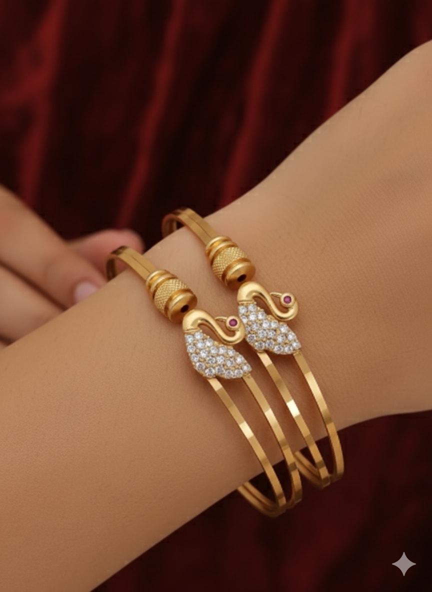 High Gold Plated Floral Ad Diamond Studded Adjustable Kadli