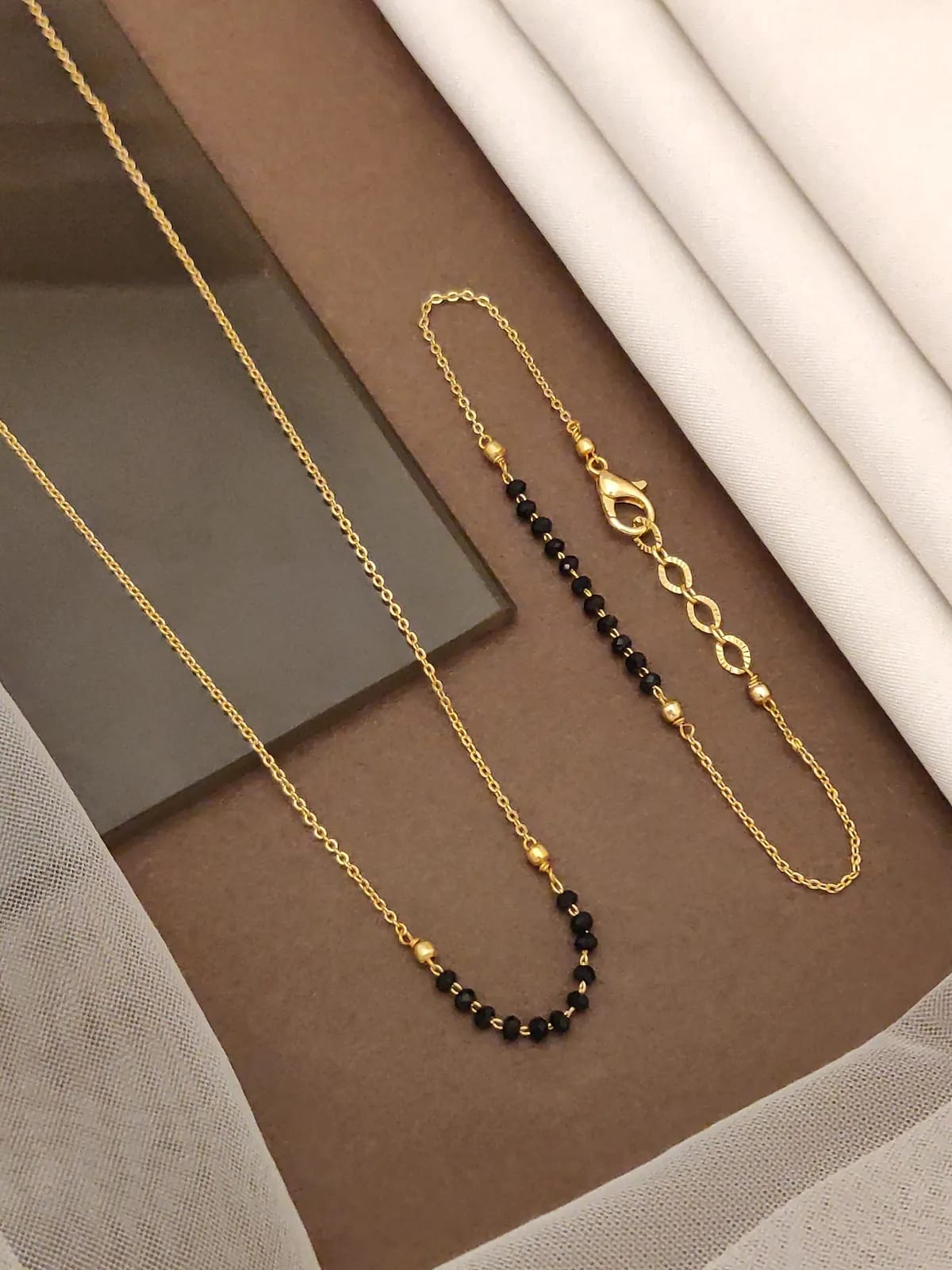 Micro Gold Plated Daily Wear Delicate Black Pearl Mangalsutra With Hand Mangalsutra