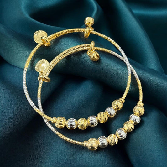 Micro Gold Plated Daily Wear Adjustable Ball Kadli For Women 2 Pcs