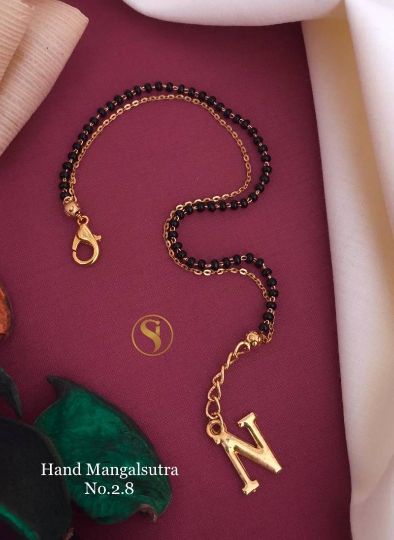 Gold Plated Ad Diamond N Ring & N Mangalsutra Bracelet Combo