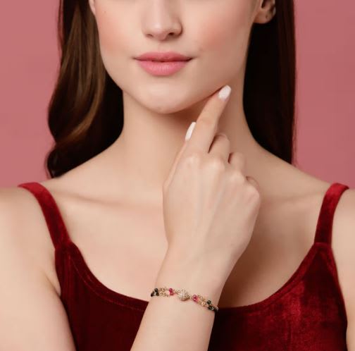 Micro Gold Plated Ad Diamond Studded Fancy Mangalsutra With Hand Mangalsutra