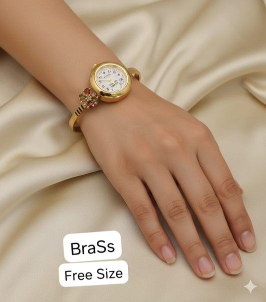 Stylish Gold-Tone Free Size Brass Women’S Watch Bracelet
