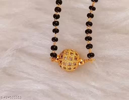 Designer High Gold Plated Ad Diamond Studded Fancy Ball Mangalsutra