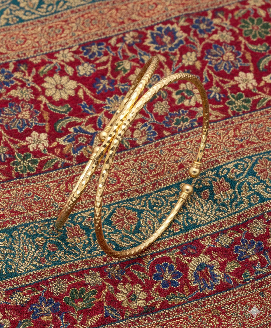 Elegant High Gold Plated Textured Designer Adjustable Kadli Bangles – Set Of 2