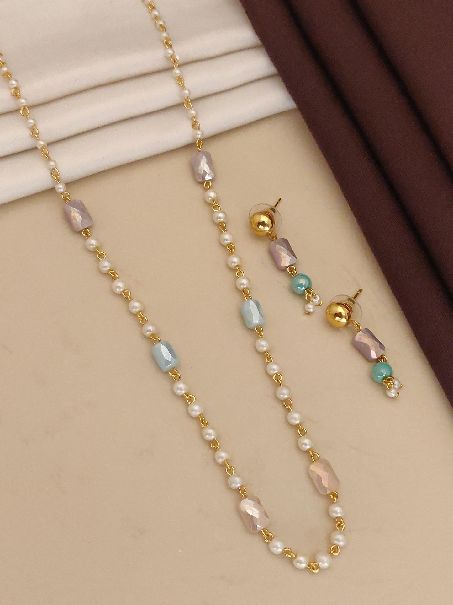 designer high gold plated fancy pearl mala with earring