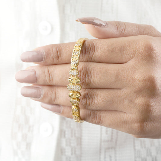 Designer Micro Gold Plated Ad Diamond Studded Fancy Bracelet
