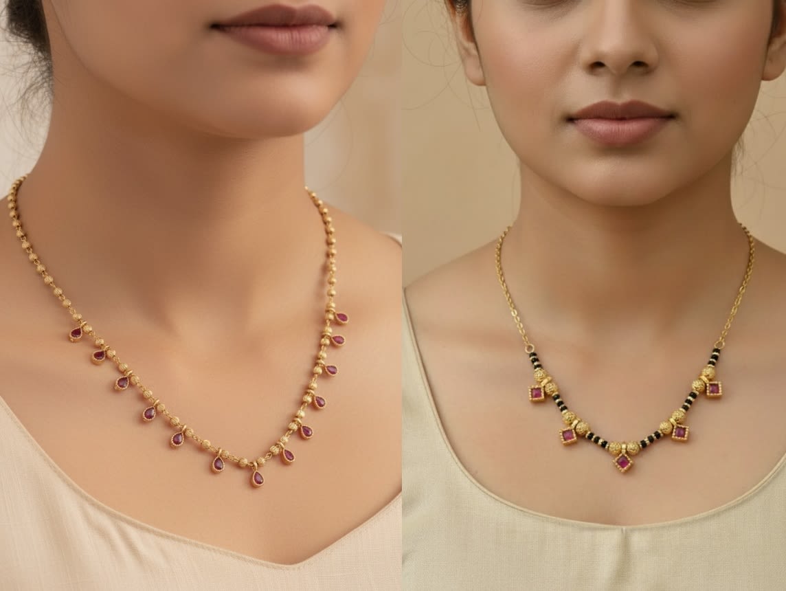 Designer Micro Gold Plated Oval Chain Amd Square Ms Combo