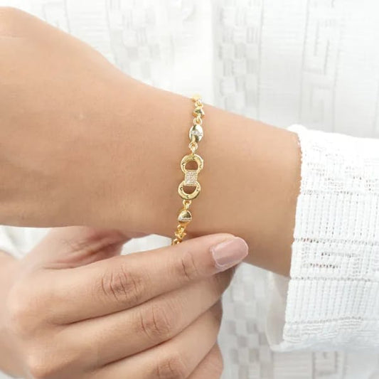 Micro Gold Plated Ad Diamond Studded Fancy Forming Bracelet For Women