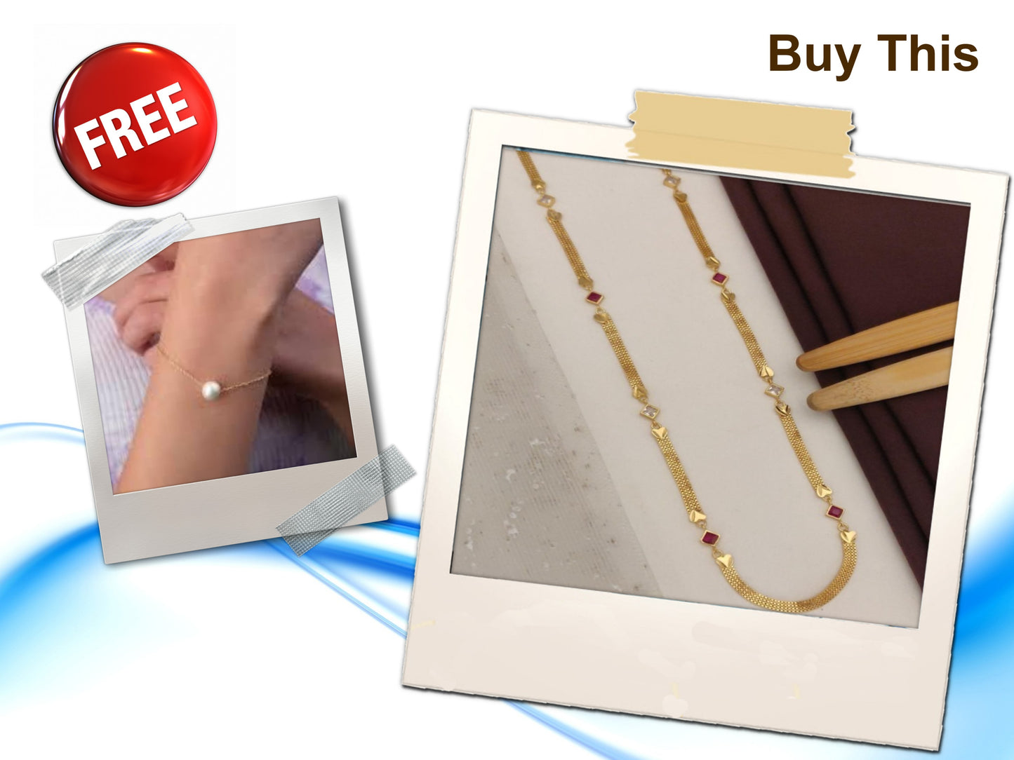 high gold plated ad diamond studed fancy square chain with free bracelet
