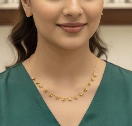 Micro Gold Plated Daily Wear Fancy Pearl Hanging Chain With Bracelet