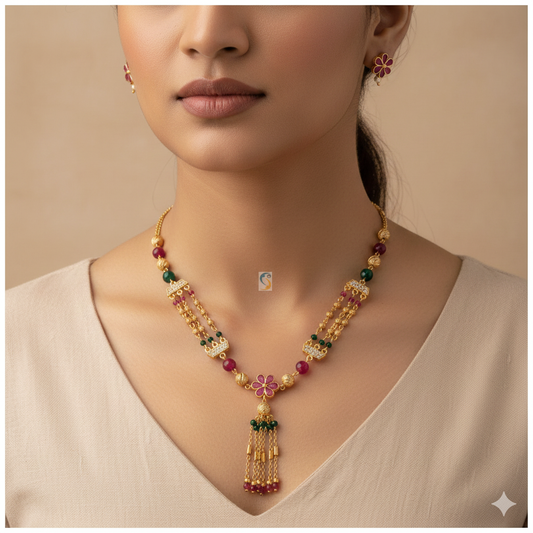 micro gold pltated daily wear pearl 18 inches chain combo