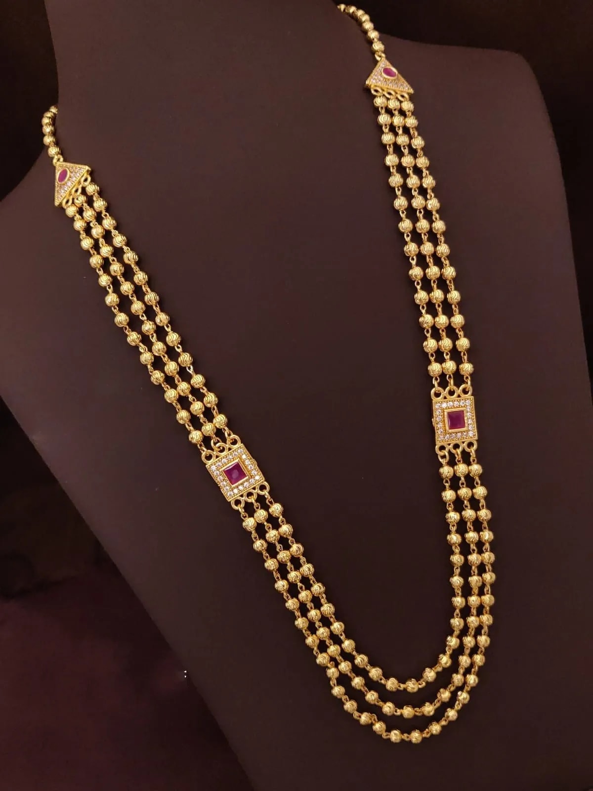 Micro Gold Plated Ad Diamond Studded Fancy Square Chain