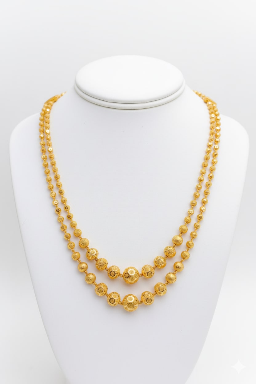 Gold Plated Fancy Ball Chain Combo Of 3-Line And 2-Line Chain