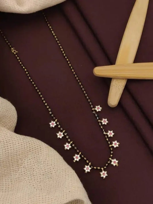 Designer Premium Quality High Gold Plated Ad Diamond Fancy Star Mangalsutra For Women