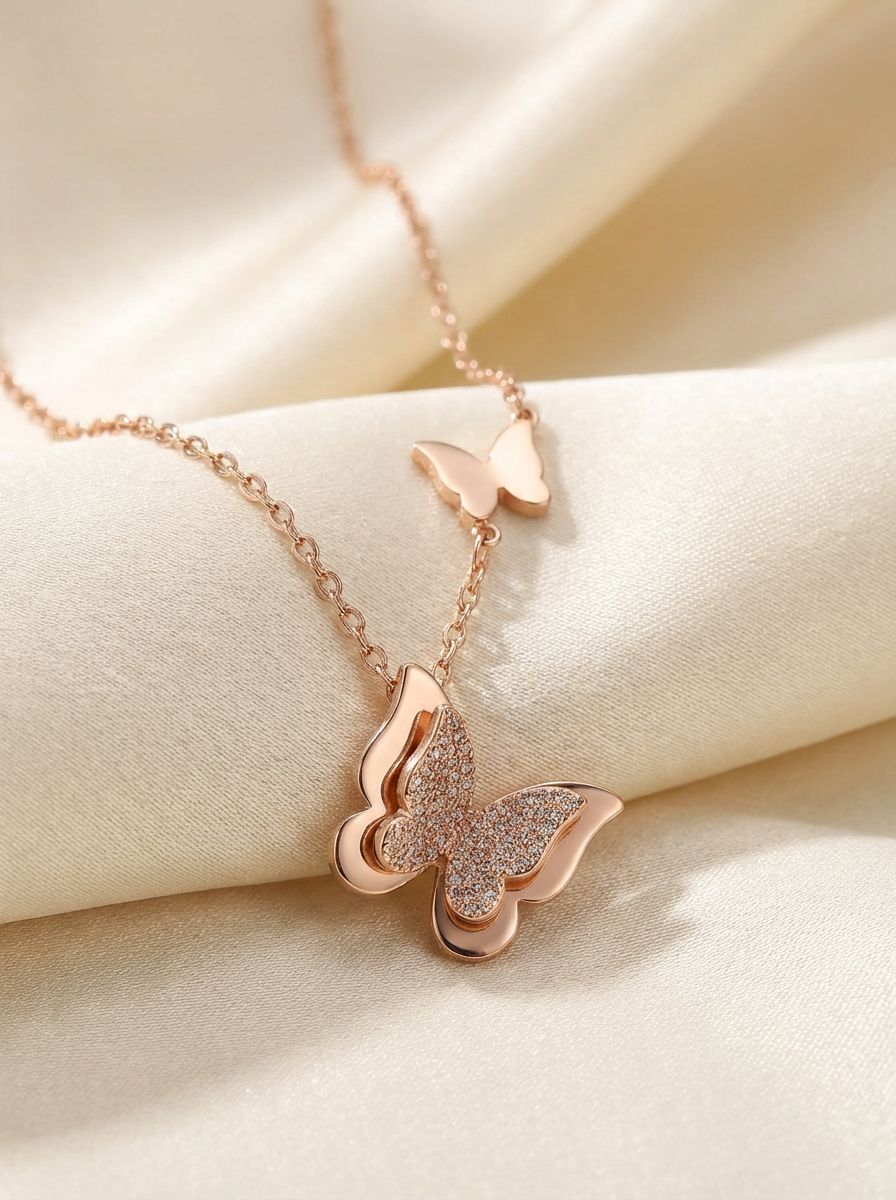 Rose Gold Plated Daily Wear Stainless Steel Butterfly Fancy Chain