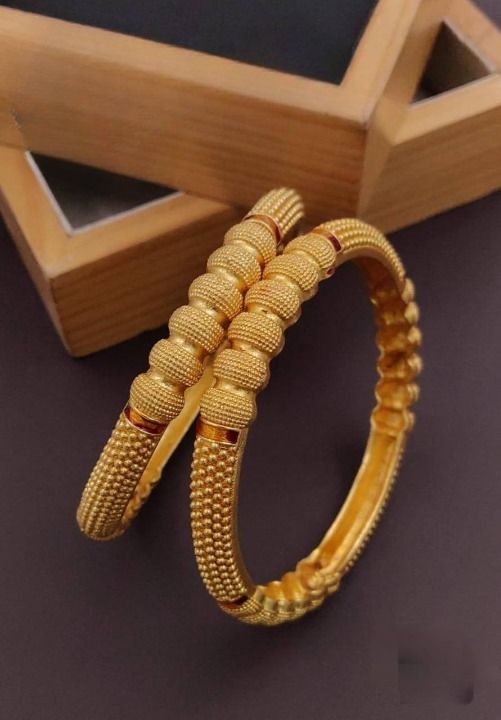 Royal Beaded Micro Gold Plated Traditional Kada Bangles Set