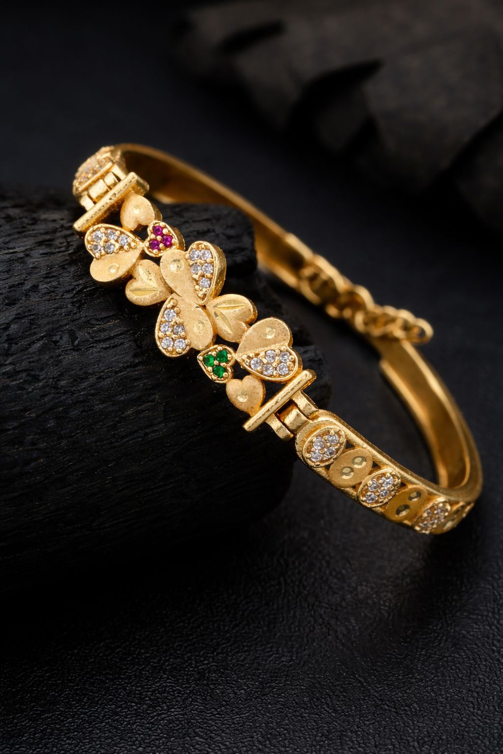 micro gold plated ad diamond designer fancy flower mangalsutra with bracelet