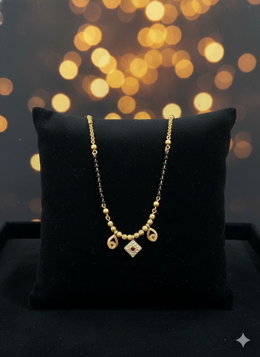 Daily Wear Micro Gold Plated And Stone Mangalsutra Necklace