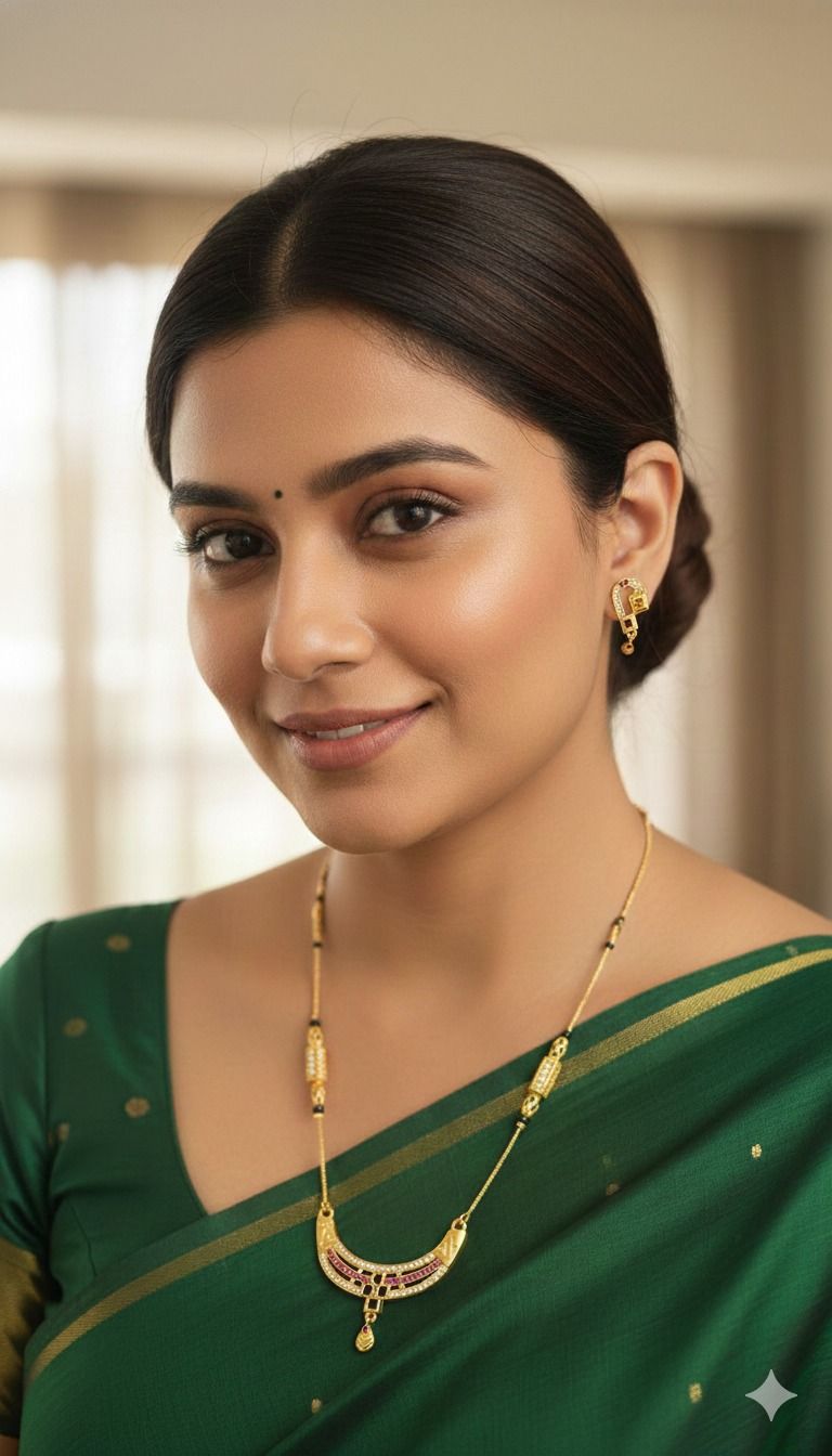 Micro Gold Plated And Diamond Studded Fancy Mangalsutra with Earring