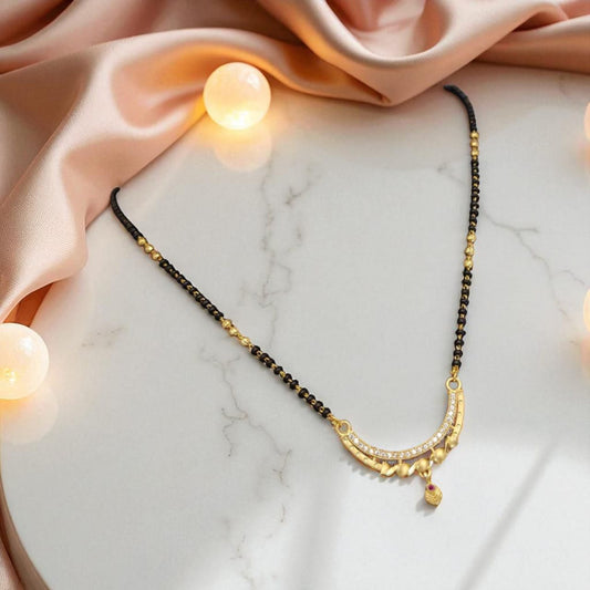 Micro Gold Plated Ad Diamond Studded Fancy Mangalsutra For Women