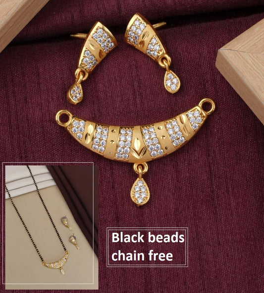 Elegant Floral Design Micro Gold Plated Ad Pendant Set