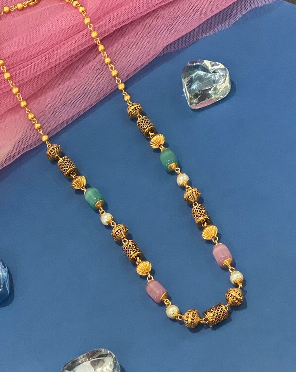 New Designer Premium Quality High Gold Plated Pearl Drop Fancy Chain