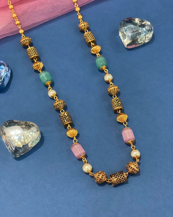 New Designer Premium Quality High Gold Plated Pearl Drop Fancy Chain