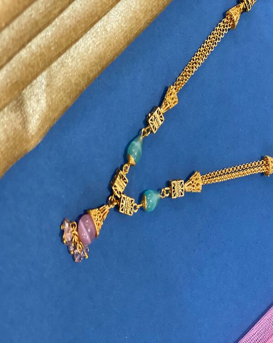 Micro Gold Plated Pearl Drop Fancy Chain With Earring