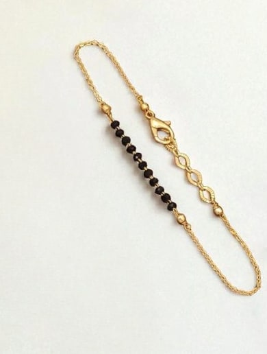 Micro Gold Plated Black Beads Mangalsutra With Matching Hand Mangalsutra – Combo Set