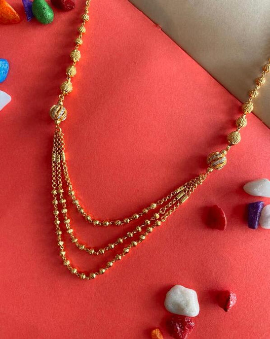 High Gold Plated Ad Diamond Daily Wear 3 Leyer Chain For Girls&Women