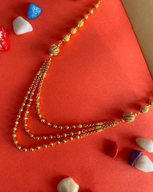 High Gold Plated Ad Diamond Daily Wear 3 Leyer Chain For Girls&Women