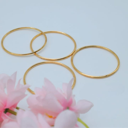 Casual Wear Micro Gold Plated 4 Pcs Palin Bangle For Girls And Women