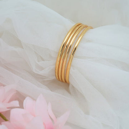Casual Wear Micro Gold Plated 4 Pcs Palin Bangle For Girls And Women
