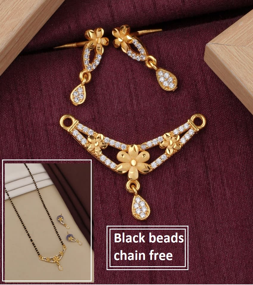 Elegant Floral Design Micro Gold Plated Ad Pendant Set