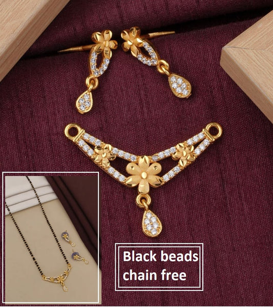 Elegant Floral Design Micro Gold Plated Ad Pendant Set