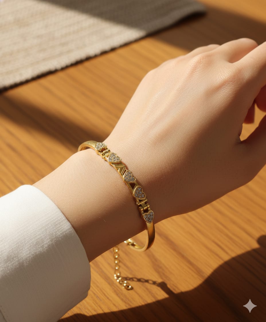 Gold Plated Ad Diamond Studded Fancy Forming Bracelet