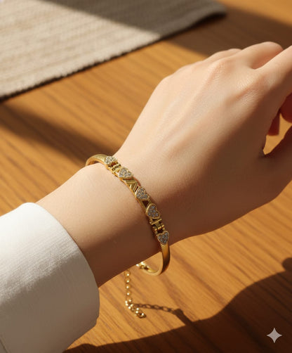 Gold Plated Ad Diamond Studded Fancy Forming Bracelet