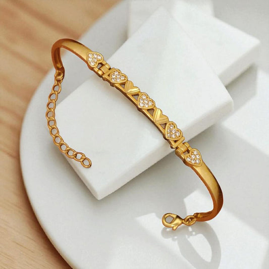 Gold Plated Ad Diamond Studded Fancy Forming Bracelet