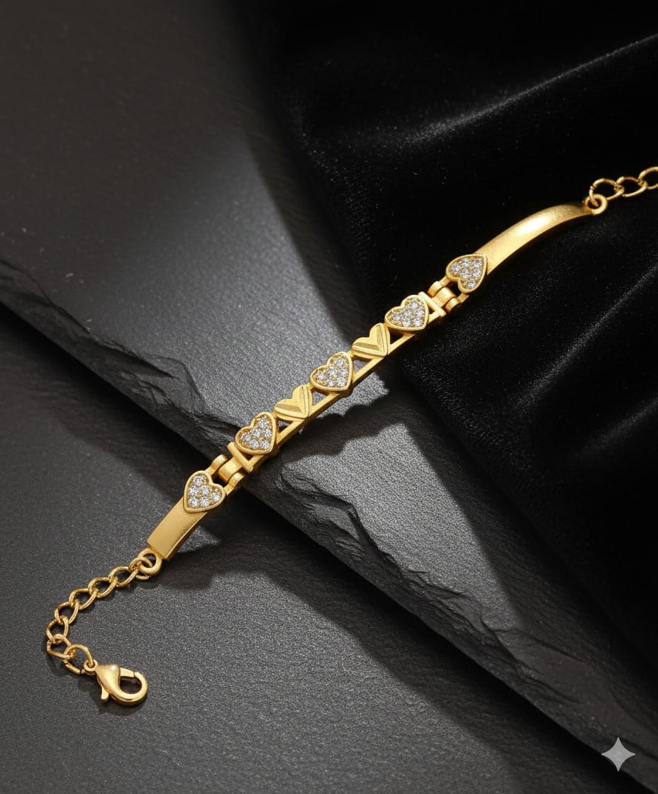 Gold Plated Ad Diamond Studded Fancy Forming Bracelet