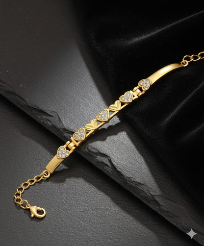 Gold Plated Ad Diamond Studded Fancy Forming Bracelet