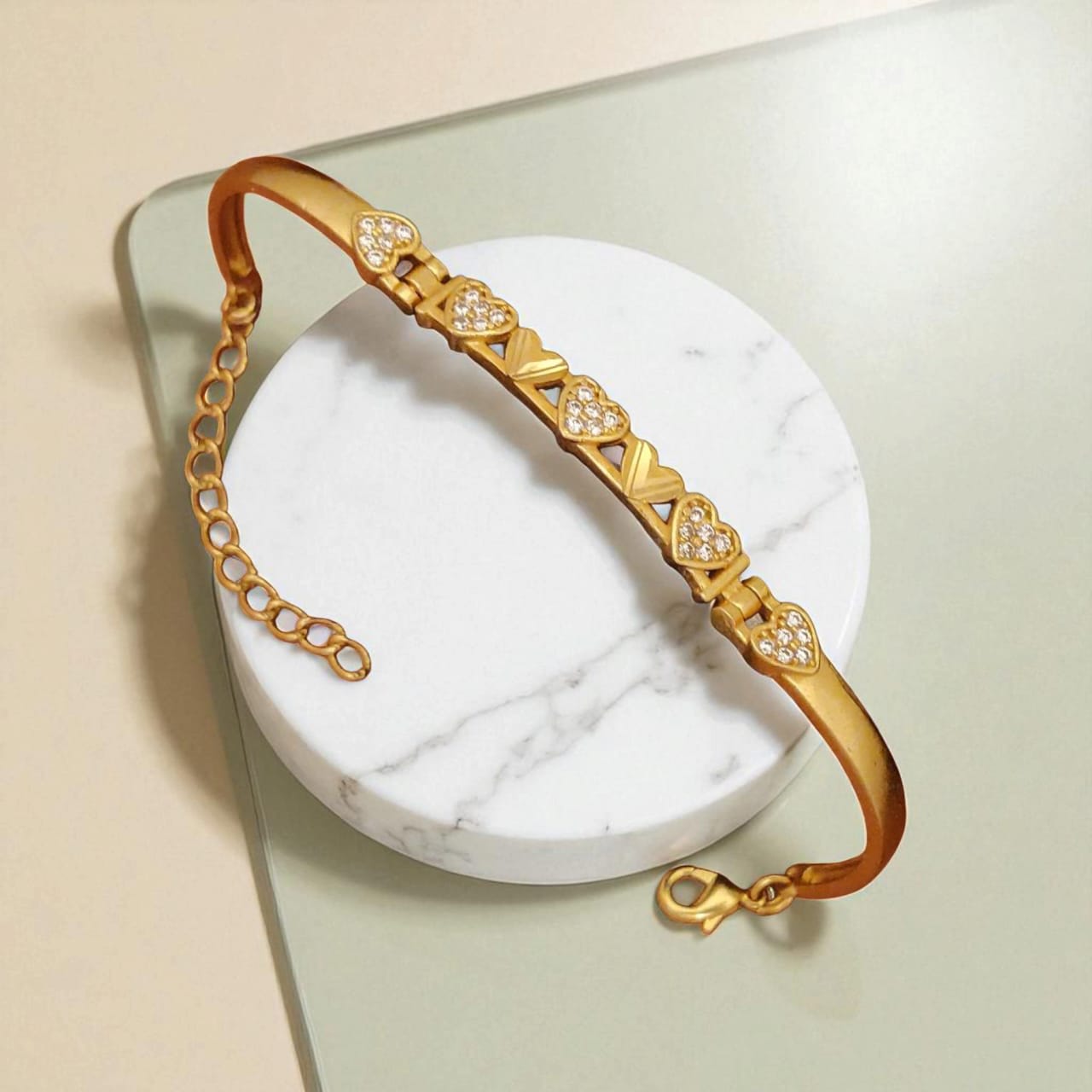 Gold Plated Ad Diamond Studded Fancy Forming Bracelet