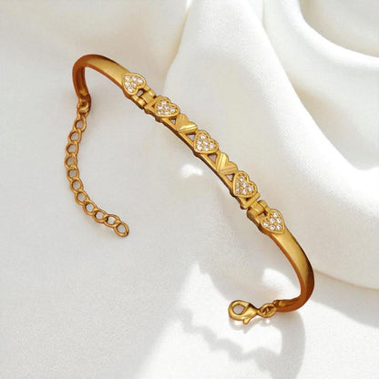 Gold Plated Ad Diamond Studded Fancy Forming Bracelet