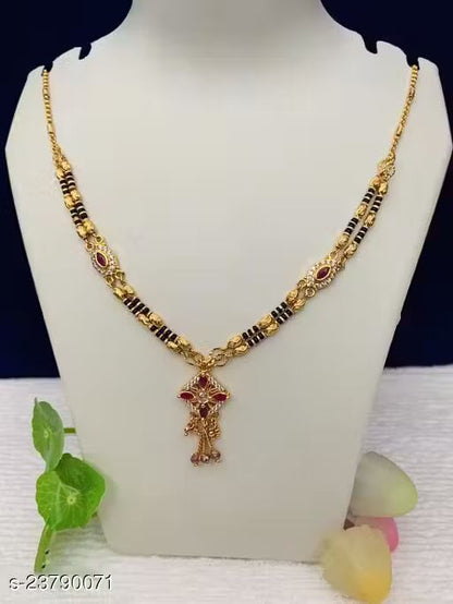 Designer High Gold Plated Ad Diamond Sqare Fancy Mangalsutra